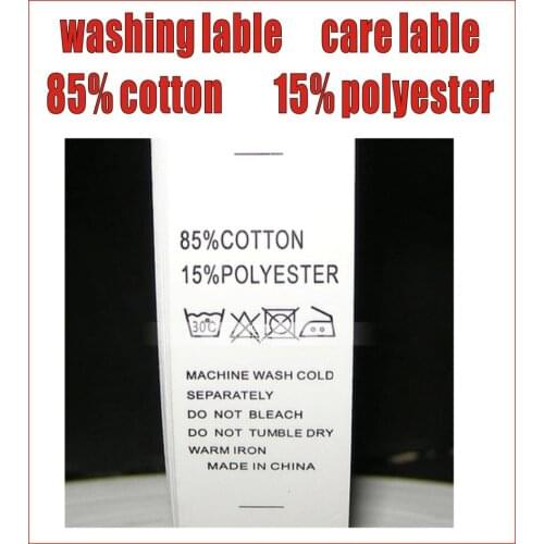Free shipping clothes tags label,3000pcs/lot,silk print washing label ,85% cotton 15% polyester printed mark label, care label