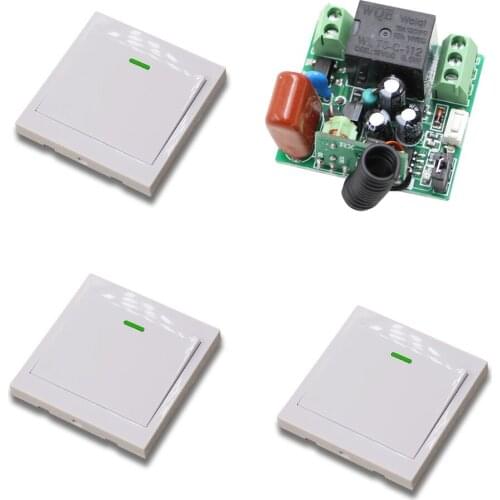 220V Wireless Remote Control Switch 10A 1CH Relay Radio Switch Mini Receiver Module Wall Transmitter Fixed Code