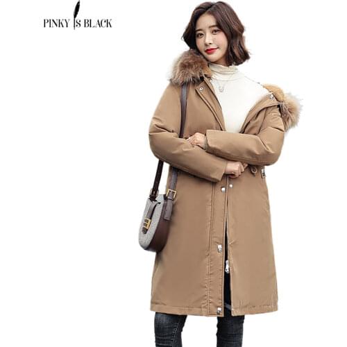 PinkyIsBlack Thick Warm Winter Coat Women Winter Jacket Fur Liner Plus Size Hooded Female Long Parkas Snow Wear Padded Clothes