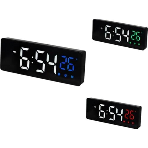 AF89 Digital Alarm Clock,USB Portable Travel Bedside Table Desk LED Clock Temperature Display Snooze for Bedroom Home,Black