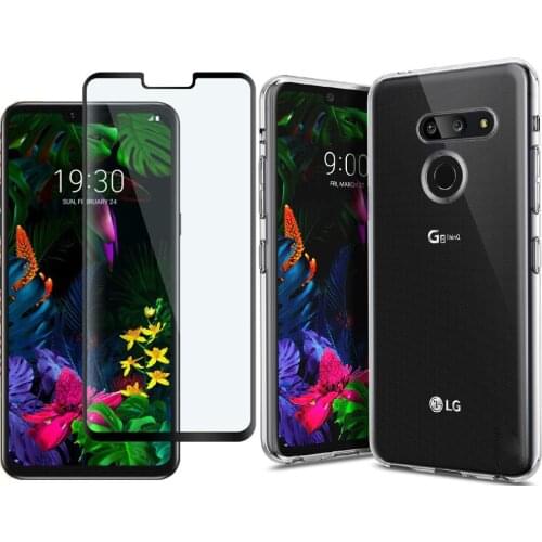 For LG G8 ThinQ Soft TPU Case with 2.5D 9H Tempered Full Coverage Glass Protective Film For LG G8S ThinQ
