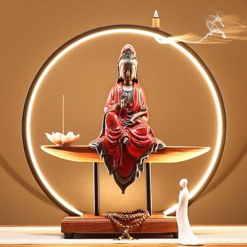HOME temple high grade Buddhist Buddha statue Buddha light Guanyin bodhisattva Ceramic statue bless safe health good luck