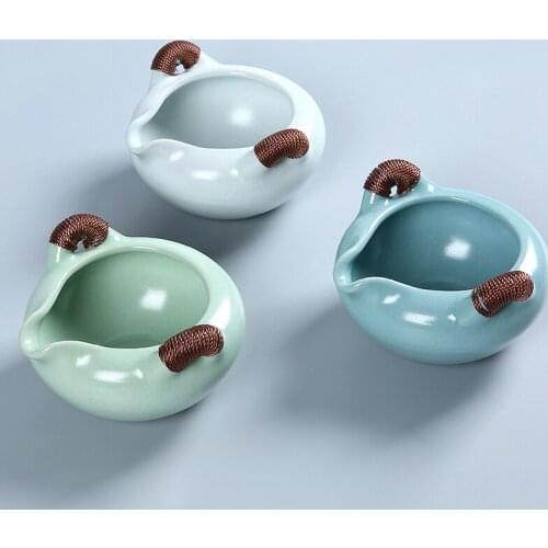 Household ceramic open glaze divider tea ware luxury porcelain Kung Fu tea set accessories Chinese style side handle tea set