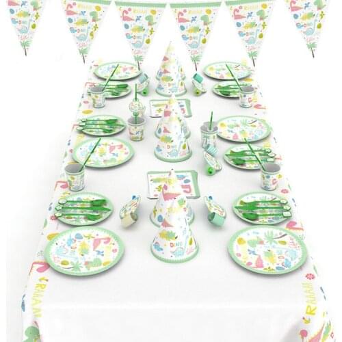 Jungle Party Disposable Tableware Set Paper Straws Cups Plates Banner Napkins Boy Girl Kids Adult Birthday Party Decor