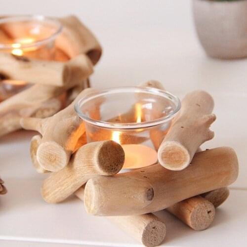 Ins Raw Wood Candle Holders Home Decorations Simple Romantic Wedding Supplies Irregular Candlestick Centerpieces Candelabra
