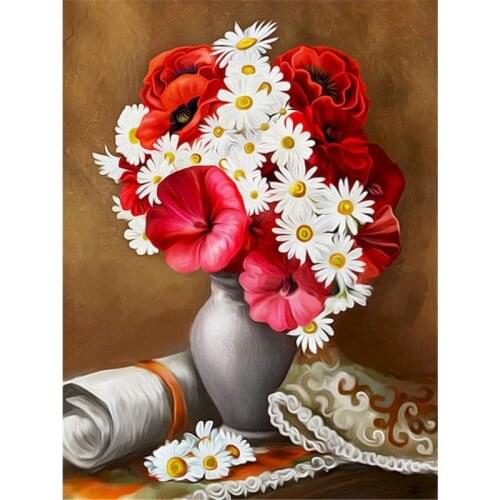 GATYZTORY 40×50CM DIY Painting By Numbers Flower Picture Colouring Zero Basis HandPainted Oil Painting Unique Gift Home Decor