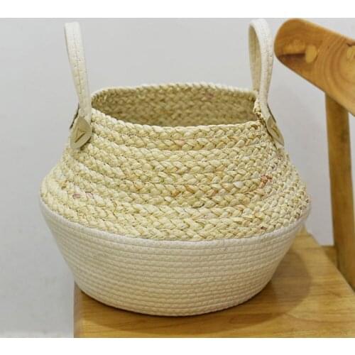 Pot Basket Storage Box Beach Bag Eco Fridendly Naturally Rattan Corn Fiber Multi-purpose Flower