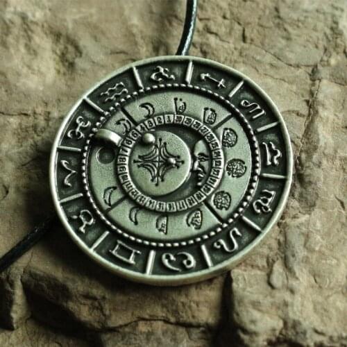 Lanseis20pcs viking retro The old moon phase talisman necklace rune pendant amulet jewelry