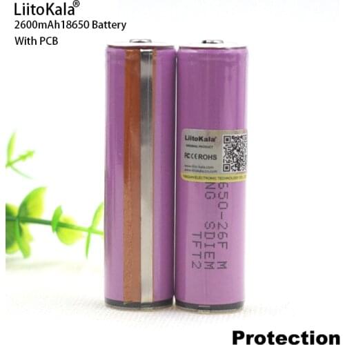 4PCS Liitokala Original 3.7V 18650 2600mAh ICR18650-26F Lithium Battery Rechargeable Battery with PCB Protection Board