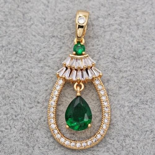 Trendy Oval Pendant for Women white Gold Plated Waterdrop Zirconia Red Green Necklace Pendant Fashion Wedding Jewelry Accessori