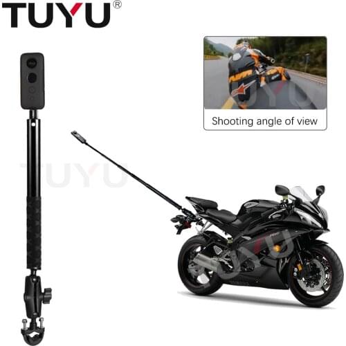 TUYU Motorcycle Bike Invisible Selfie Stick Monopod Handlebar Mount Bracket for GoPro Max 9 Insta360 One R X2 Camera Accessories