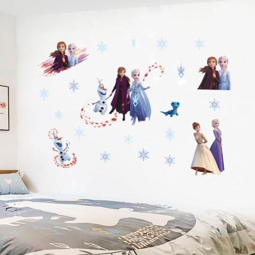 Disney Frozen Princess 30*60cm Wall Decals Kids Rooms Home Decor Cartoon Elsa Anna Olaf Wall Stickers Diy Pvc Posters