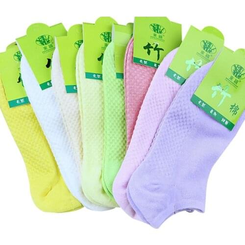 10 Pcs=5 Pairs Women Warm Comfortable Cotton Bamboo Fiber Girl Womens Socks Ankle Low Female Invisible Color Girl Hosiery Meias