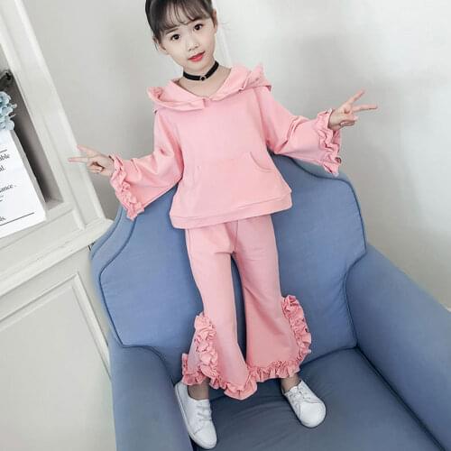 New Spring Children Outfits For 2t 3t 4 5 6 7 8 9 10 Years Old Kid Clothes Newborn Baby Girls Hooded Coats+Casual Pants Sets