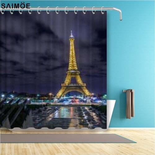 Paris Tower Shower Curtain Paris Tower Shower Curtain Retro 3D Eifel Bathroom Curtains Fabric Waterproof Blue Bath Curtain 180*1