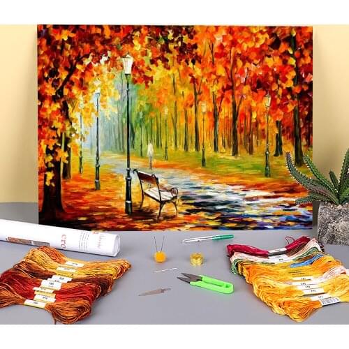 Silence The Fall Printed Water-Soluble Canvas 11CT Cross-Stitch Set Embroidery DMC Threads Handicraft Craft Hobby Wholesale