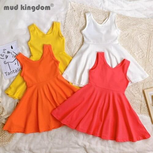 Mudkingdom Girls Dress Princess Solid Sleeveless Criss-cross Hollow Show Waist Vest Dresses for Toddler Casual Kids Clothes
