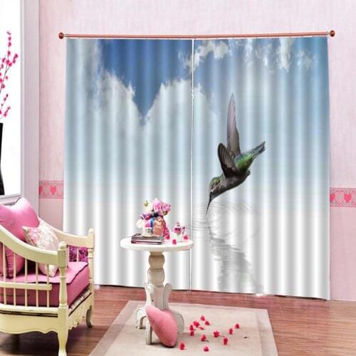 Custom 3D Beautiful bird window curtains for living room fashion home decor Classic Home Decor