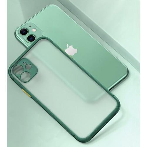 Luxury Shockproof Matte Square Frame Case For iPhone 12 11 Pro Max Mini iPhone X Xs Xr 7 8 Plus SE 2020 Translucent Cover Coque