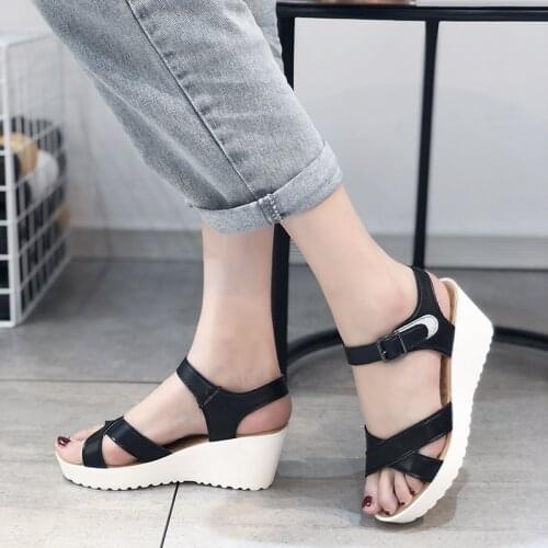 Summer Womens Sandals New Platform Ladies Cross Wedge Sandals Womens Shoes Platform Sandals Plus Size Women Shoes 44 45 46