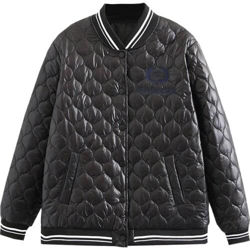 Autumn Winter Parka Women Oversize Padded Jacket Baseball Uniform Thin Coat Warm Outerwear Fashion Casual Loose Clothes 2021