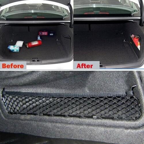 Car Back Rear Trunk Seat Storage Bag Mesh Auto Organizer Elastic String Net Bag Car Accessories For- A4 B8 2008-2016