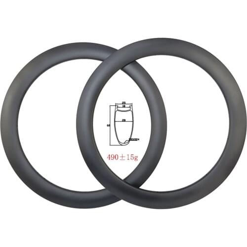 Light 490g 700c 60C mm full carbon rims Clincher disc brake 25mm wide 18H 20H 24H 28H 32H UD matte carbone fiber Road bike wheel