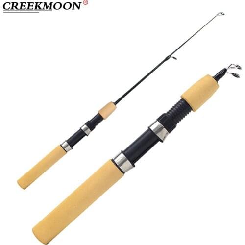 0.6-1M Ultralight Winter Ice Fishing Rod Mini Rods Metal Fishing Reels Elastic Carbon Bait Casting Pole Anti Slip Wooden Handle
