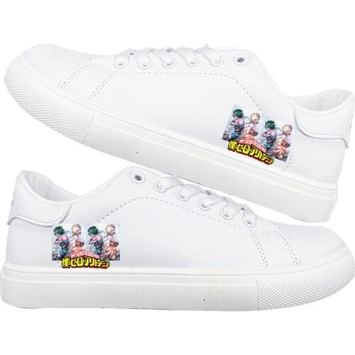 Unisex Anime My Hero Academia Casual Shoes Midoriya Izuku Student Uniform Small White Low Flats Duck Shoes Sneakers