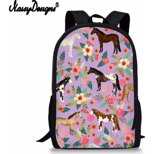 NOISYDESIGNS Horse 3D Print Bookbags Women Floral Travel Bags Student School Bag Girl Shoulder Bags Casual Personality Backpack