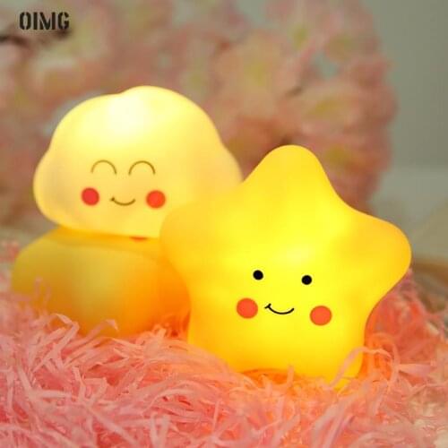 Star Clouds Cute LED Night Light Creative Bedroom Decoration Light Baby Kids Lamp Bedside Night Lamp Childrens Luminous Toy