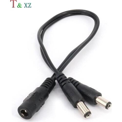 1PC DC 12V 1 Female to 2 Male CCTV Security Camera Power Supply Adapter Cable 2.1mm x 4.5 mm Y Splitter Connector Cord