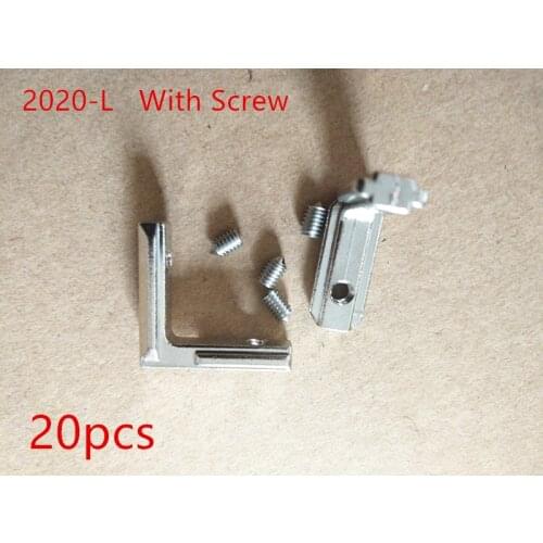 20pcs T Slot L-Shape 2020 Aluminum Profile Interior Corner Connector Joint Bracket for 2020 Alu-profile with screw