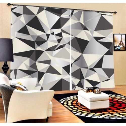 3D Geometric Patterns Window Curtain 2 Panels Polyester Black-out Curtain for Bedroom Living Room Kitchen,Modern Style Series