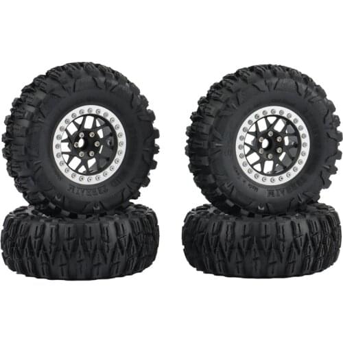 4Pcs 2.2Inch Beadlock Wheel Rim Tires Set for 1/10 RC Crawler Car Axial SCX10 RR10 Wraith Traxxas TRX4