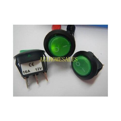 5pcs 12V Round Screen GREEN blue red yellow LED Lighted illuminated Rocker Switch