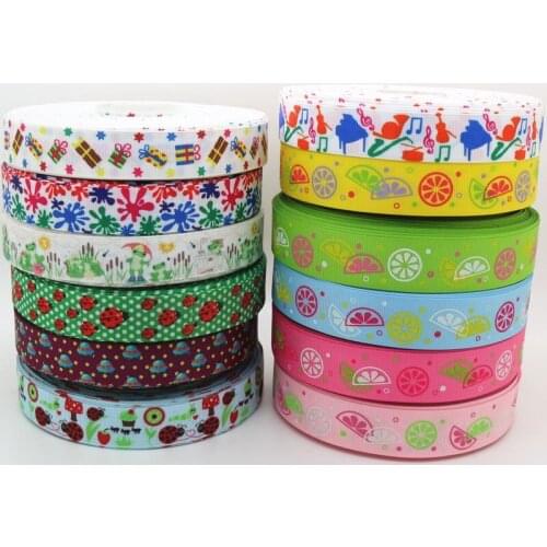 7/8'' Free shipping orange flowers bug cartoon printed grosgrain ribbon hair bow headwear party decoration wholesale OEM 22mm D8