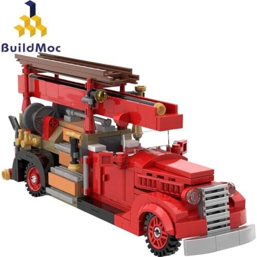 80s Retro Vintage Car V8-85 Fire Fighting Rescue Trucks CarBuilding Blocks City Firefighter Bricks children Toys Christmas