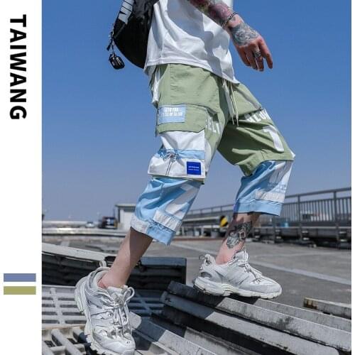 Summer Mens Cargo Pants 2021 Loose Hip Hop Trousers Male Side Pockets Casual Streetwear Elastic Waist Man Jogger Sweatpants