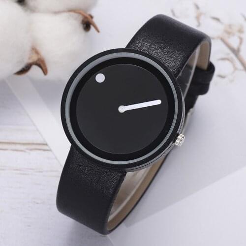 1PCs Unisex Minimalist Style Creative Wristwatches Black White Dot and Line Simple Stylish Men Women Fashion Quartz Watches Gift