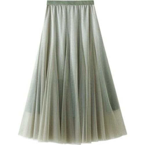 Long Mesh Tiered Skirt Gradient Color Bright Silk Gauze Skirt A-line High Waist Big Skirt Hemline for Woman Wedding Bridal Skirt