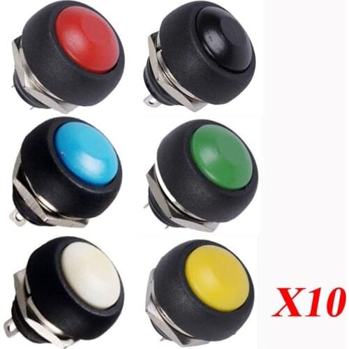 EE support 10 Pcs 12mm Mini Momentary ON/OFF Round Push Button Switch Universal Car Accessories