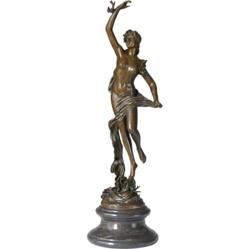 Europe Bronze Sculpture Spring Godness Statue Antique Bare Sexy Woman Art Home Decoration Business Gifts Large