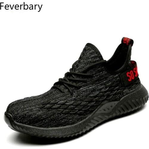 Feverbary Men indestructible Steel Toe Cap Work Safety Shoes Women Outdoor Hiking Non-Slip Lightweight Breathable Boots