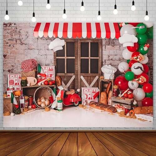 Chef Backdrop Newborn Baby Shower Ingredients Baked Bread Balloon Brick Photography Background Photostudio Decor Props Photozone