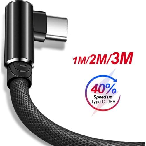 OLAF 1/2/3m USB Type C Cable 90 Degree Fast Charging usb c cable Type-c data Cord Charger usb-c For Samsung S8 S9 Huawei Mate 20