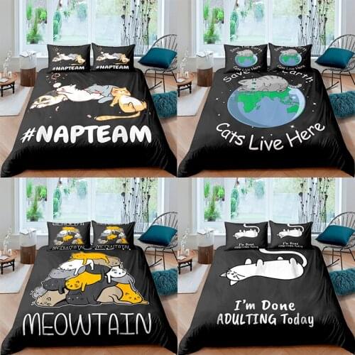 Cute Cat Kids Bedding Set 3D Printed Duvet Cover Bed Set Home Textiles for Adults Bedclothes with Pillowcase Queen Single Size
