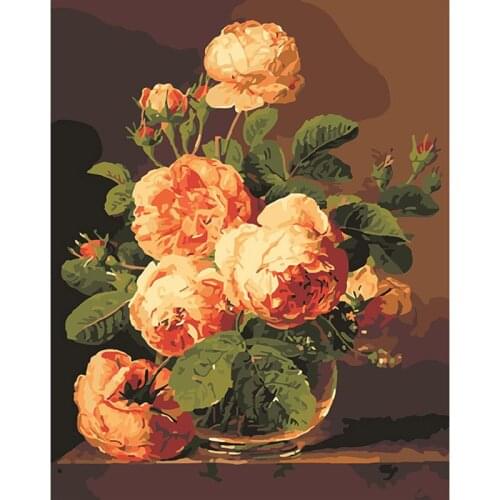 Beautiful peony flower Picture Painting By Numbers DIY Digital Canvas Oil Painting Home Decor For Living Room Wall Art DY165