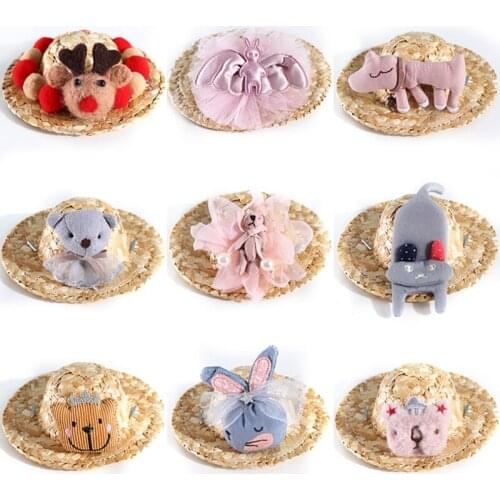 Legendog 3PCS Cute Fashion Pet Sun Hat Straw Decorative Cat Summer Party Hat Dog Outdoor Hat With Lanyard Funny Accessories