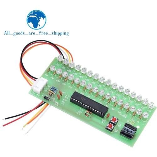 MCU Adjustable Display Pattern LED VU Meter Level Indicator Amplifier Audio 16 LED Dual Channel Green lamp light DC 8V to 12V